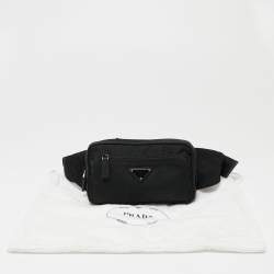 Pre Owned Prada Black Nylon Logo Belt Bag