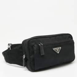 Pre Owned Prada Black Nylon Logo Belt Bag
