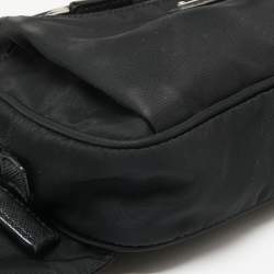 Pre Owned Prada Black Nylon Logo Belt Bag