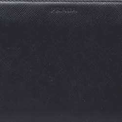 Pre Owned Prada Black Saffiano Leather Travel Zip Around Wallet