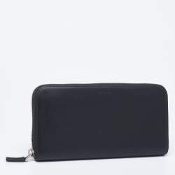 Pre Owned Prada Black Saffiano Leather Travel Zip Around Wallet