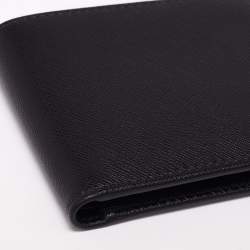 Pre Owned Prada Black Saffiano Metal Leather Bifold Compact Wallet