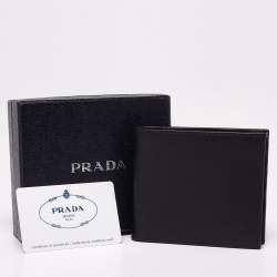 Pre Owned Prada Black Saffiano Metal Leather Bifold Compact Wallet