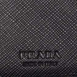 Pre Owned Prada Black Saffiano Metal Leather Bifold Compact Wallet
