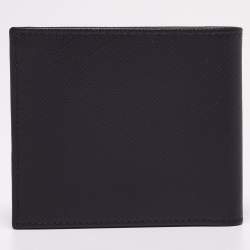 Pre Owned Prada Black Saffiano Metal Leather Bifold Compact Wallet