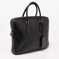 Prada Black Saffiano Lux Leather Laptop Briefcase Bag