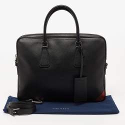 Prada Black Saffiano Lux Leather Laptop Briefcase Bag