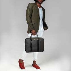Prada Black Saffiano Lux Leather Laptop Briefcase Bag