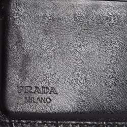 Prada Black Croc Embossed Leather Money Clip Bifold Wallet