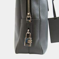 Prada Grey Saffiano Leather Briefcase