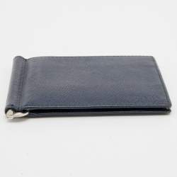 Pre Owned Prada Navy Blue Saffiano Leather Money Clip Bifold Wallet
