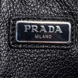 Pre Owned Prada Black Saffiano Leather Wristlet Pouch