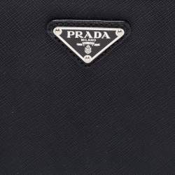 Pre Owned Prada Black Saffiano Leather Wristlet Pouch