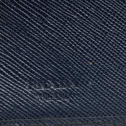 Pre Owned Prada Navy Blue Saffiano Leather Money Clip Bifold Wallet