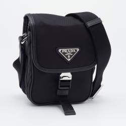 Prada Black Re-Nylon And Saffiano Leather Shoulder Bag