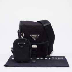 Prada Black Re-Nylon And Saffiano Leather Shoulder Bag