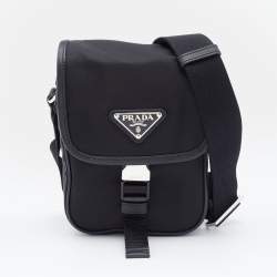 Prada Re Nylon Re-Nylon and Leather Shoulder Bag, Black, * Inventory Confirmation Required