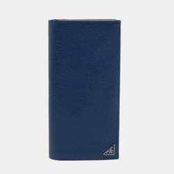 Prada Blue Saffiano Leather Bifold Long Wallet 
