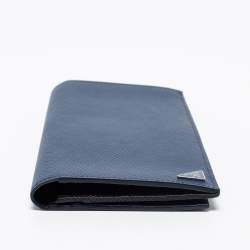 Prada Blue Saffiano Leather Bifold Long Wallet 