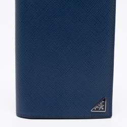 Prada Blue Saffiano Leather Bifold Long Wallet 