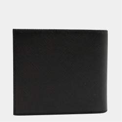 Pre Owned Prada Black Saffiano Leather Fold Wallet