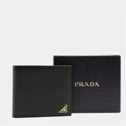Pre Owned Prada Black Saffiano Leather Fold Wallet