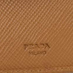 Prada Tan Saffiano Leather Bifold Wallet
