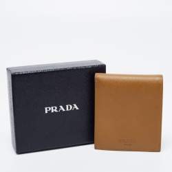 Prada Tan Saffiano Leather Bifold Wallet