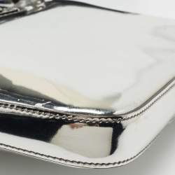Pre Owned Prada Metallic Silver Leather Shoulder Bag