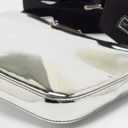 Pre Owned Prada Metallic Silver Leather Shoulder Bag