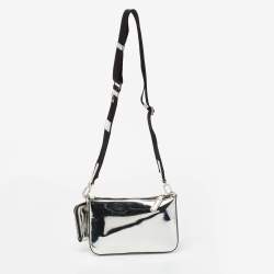 Pre Owned Prada Metallic Silver Leather Shoulder Bag