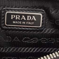 Pre Owned Prada Metallic Silver Leather Shoulder Bag