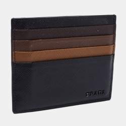 Pre Owned Prada Tri Color Saffiano Leather Card Holder