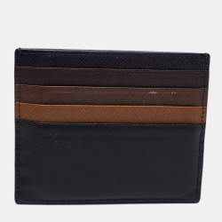 Pre Owned Prada Tri Color Saffiano Leather Card Holder