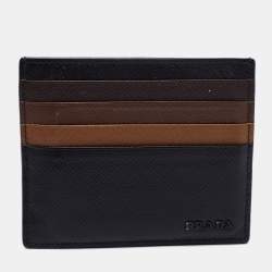 Pre Owned Prada Tri Color Saffiano Leather Card Holder
