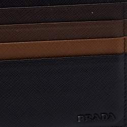 Pre Owned Prada Tri Color Saffiano Leather Card Holder