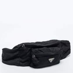 Prada Black Nylon Double Zip Belt Bag