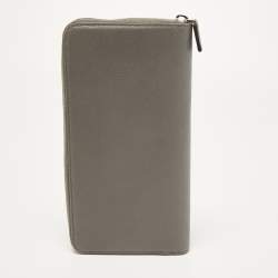 Prada Grey Saffiano Leather Organizer Zip Clutch