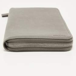 Prada Grey Saffiano Leather Organizer Zip Clutch