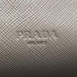 Prada Grey Saffiano Leather Organizer Zip Clutch