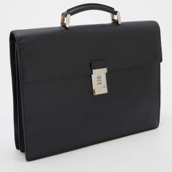 Prada Black Leather Business Briefcase