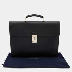 Prada Black Leather Business Briefcase