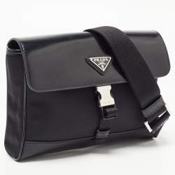 Prada Black Re-Nylon And Leather Shoulder Bag