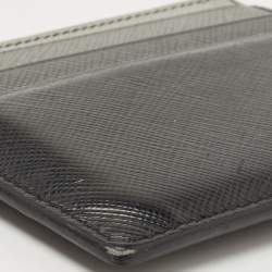 Pre Owned Prada Black Ombre Saffiano Metal Leather Card Holder