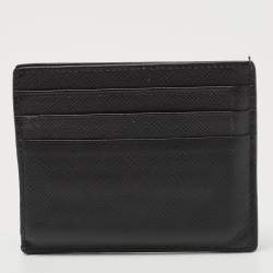 Pre Owned Prada Black Ombre Saffiano Metal Leather Card Holder