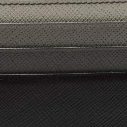 Pre Owned Prada Black Ombre Saffiano Metal Leather Card Holder