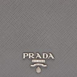 Prada Grey Saffiano Leather Bifold Card Case