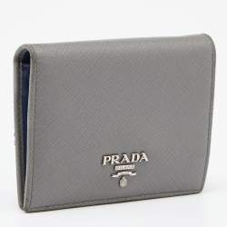 Prada Grey Saffiano Leather Bifold Card Case