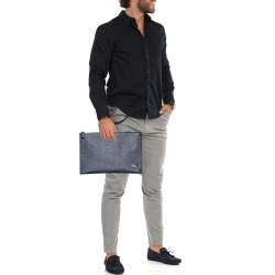 Pre Owned Prada Navy Blue Saffiano Leather Voyage Clutch