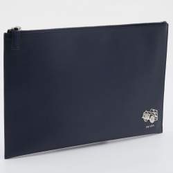 Pre Owned Prada Navy Blue Saffiano Leather Voyage Clutch
